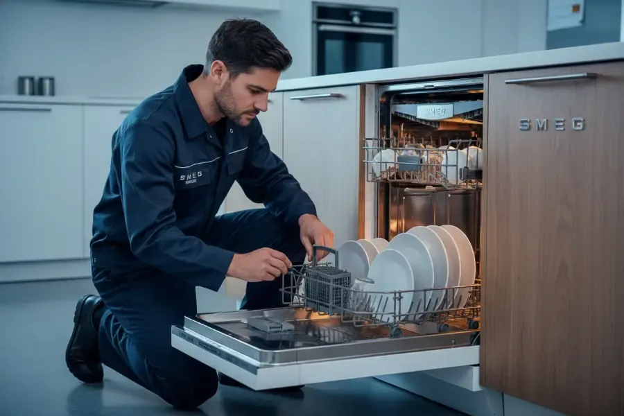 Smeg integrated dishwasher inside a kitchen